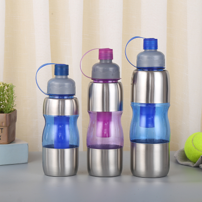 Factory Direct Sales Sports Bottle Sports Kettle Series Fashion Exquisite Water Cup Upper and Lower Steel Bottom Cover with Straw