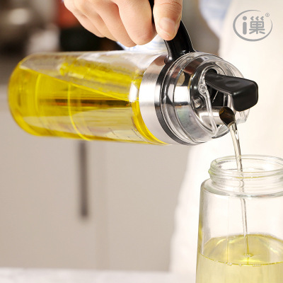 Steel Oil Nozzle Automatic Opening and Closing Large Capacity Glass Oil Pot Kitchen Household Soy Sauce Vinegar Bottle