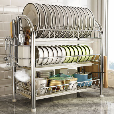 Multi-Layer Floor Draining Bowl Rack Kitchen Shelf Table Top Dish Storage Sink Cabinet Dise Slitter Chopsticks Storage