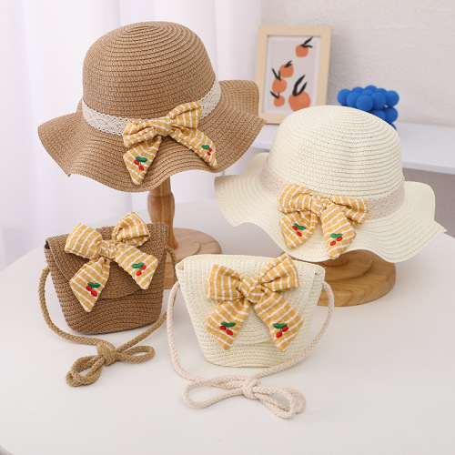children‘s hat summer sun protection princess beach hat parent-child sun hat girls straw hat sun hat baby fisherman hat