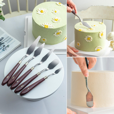 Cake Scraper Tools FivePiece Set High Temperature Resistant Integrated Cream Spreading Knife Decorating Scraper Baking