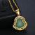 Stainless Steel New Diamond-Embedded Gold-Plated Glass Stone Chalcedony Ornament Big Belly Maitreya Buddha Pendant