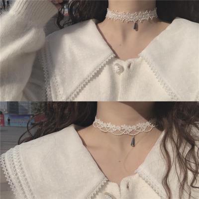 Super Fairy White Lace Choker Korean Temperament Soft Girl Japanese Collar Sweet Necklace Clavicle Chain Neck Chain
