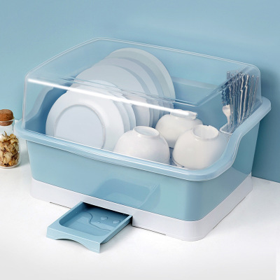 Tableware Storage Box Cupboard with Lid and Draining Rack Kitchen Household Multi-Functional Dish Rack Dish Rack