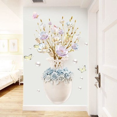 Extra Large Wall Stickers Vase Wall Stickers Living Room Room Wall Decoration Stickers Bedroom Background Wall Self-Adhesive Wall Flower