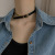 New Suit Collar Metal Pure Desire Black Leather Ring Necklace Women's Team Dark Choker Bracelet Necklace Stitching