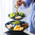 Creative Handle Double-Layer Compartment Tray Ceramic Fruit Plate Household Living Room Coffee Table Fruit Plate Dried Fruit Tray New Year Goods Candy Plate