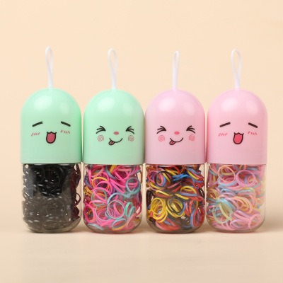 Korean Style Colorful Thickened Strong Pull Continuous Rubber Band Cartoon Canned Disposable Children Baby Girl Tied-up Hair Little Hair Ring