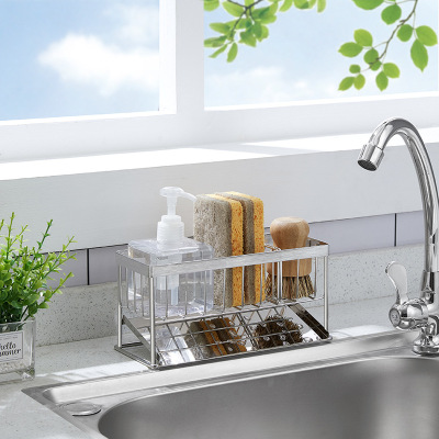 Kitchen Sink Countertop Storage Basket Stainless Steel Sponge Draining Storage Rack Hand Sanitizer Storage Rack