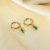 New 14K Gold Plated Transparent Zircon Hoop Earrings Stainless Steel Square Green Red Pendant Earrings Jewelry Women