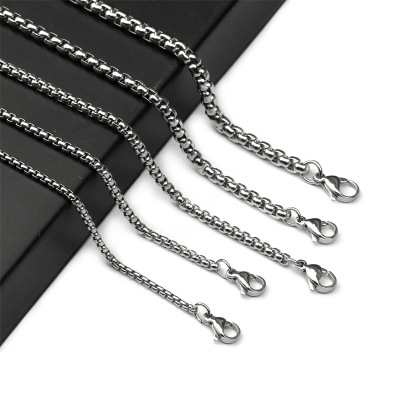 Stainless Steel Square Pearl Necklace Titanium Ornament Necklace Thick Straps DIY Accessories Men's Snake Bones Chain