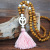 Foreign Trade Bohemian Hemp Clothing Pendant Tassel Sweater Chain Handmade String Wooden Bead Long Necklace Women