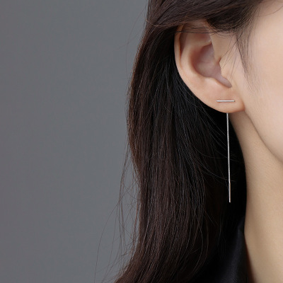 Earrings Women's Long Box Chain Internet Celebrity Long Strip Tassel Earrings Simple 2020 New Trendy Face Slimming