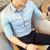 2021 Spring and Summer New Men's Casual 3/4 Sleeve Shirt Fashion Slim-Fitting Hair Stylist Work Clothes Trendy Men's Shirt