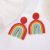 Summer Simple Rainbow Earrings Polymer Clay Stitching Cute Earrings Sweet Girl Geometric Cartoon Contrast Color Earrings