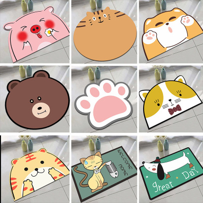 Factory Wholesale Toilet Bathroom Door Mat Cartoon Shape Absorbent Door Mat Door Mat Wedding Foot Mat