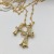 Croton Diamond-Embedded Double Cross Gold Full Diamond Vintage Necklace Couple Bamboo Necklace Factory Wholesale