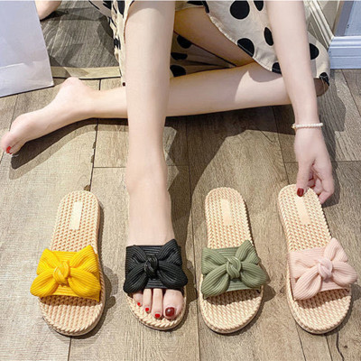 Women's Outdoor Slippers Spring Concise Korean Fashion Cute Bow Indoor and Outdoor Slippers