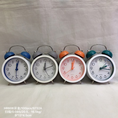 3-Inch Metal Simplicity Digital Bell Alarm Clock Colored Noodles Color Needle Refreshing Advanced Color Wake-up Children Quartz Watch
