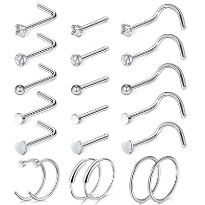 Amazon Combination Nose Stud Suit Nose Ring Nail Body Piercing Accessories Stainless Steel Nose Stud
