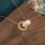 Design Ancient Gold Synthetic Hetian Jade Ring White Jade National Fashion Jade Pendant Female Clavicle Chain Necklace