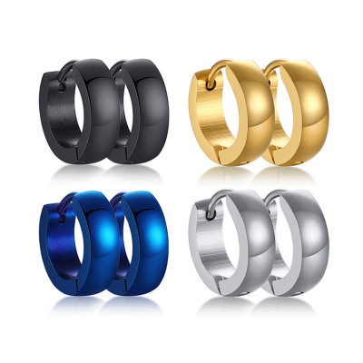 Steel Light Body Inner Sand Ear Ring Japanese and Korean Simple Men's Ear Clip Earrings 4 Colors Available EH-114