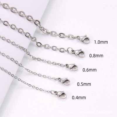 Hammer Cross Chain Flat O-Shaped Chain Titanium Steel Necklace for Men and Women DIY Clavicle Chain Jewelry Wholesale