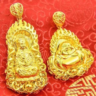 Gold Plated Silver Plated Pendant Flame Avalokitesvara Pendant Men and Women Hollow out Maitreya Buddha Pendant Gift