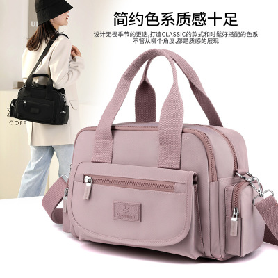 Fashionable Simple Nylon Cloth Portable Women's Bag Trendy One-Shoulder Crossbody Commuter Bag Multi-Compartment Middle-Aged Mother Bag