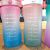 Fashion Minimalism Double Drink Straw Plastic Cup Outdoor Sports Cup Gradient Color English Portable Sports Bottle