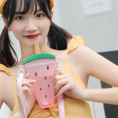 Korean Style TikTok Ice Cream Fruit Ice Candy Water Cup Strap Tumbler Primary School Girl Adult Gift Pc Kettle
