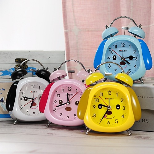 3-inch cartoon animal puppy shape scanning bell alarm clock with light desk clock loudly bell decorative clock alarm clock
