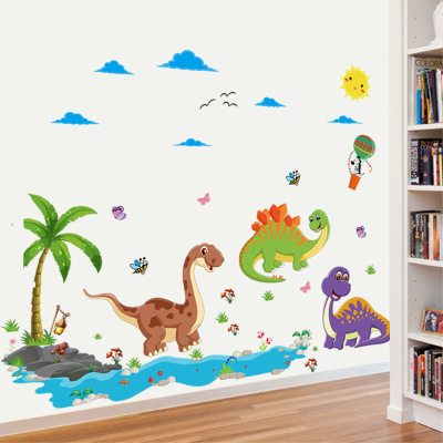 Flat PVC Cartoon Wall Sticker Dinosaur Paradise Kindergarten Classroom Children's Room Background Wall Decoration Wall Sticker Sk9125