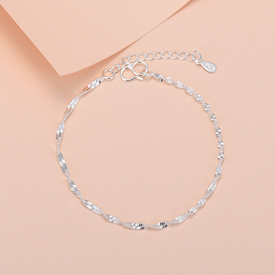 Factory Wholesale 2021 New Water Wave Bracelet Female Student Simple Plated 925 Silver Bracelet Internet Celebrity Refreshing Jewelry