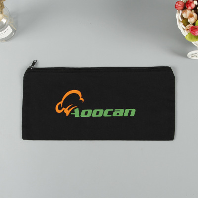 Customized Creative Cotton Pencil Case Advertising Printing Stationery Storage Zipper Bag Black Zippered Flannel Bag Customized Printing