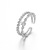 Carbink XINGX Ring Creative Personality Open Mouth Cross Geometric Korean Style Zircon Chain Dual Layer Open-End Ring for Women