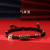 Six Words Mantra 925 Silver Black and Red Ropes Vintage Bracelet Men's Carrying Strap Hand-Woven Silver Jewelry S218