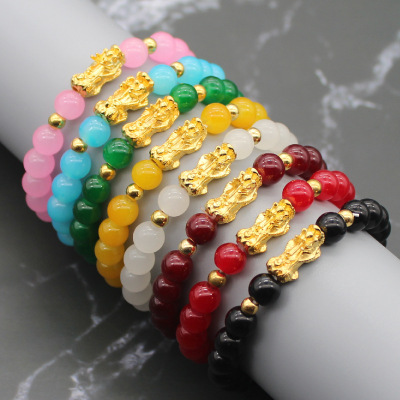Color Agate Bracelet Golden Balls Pi Xiu Bracelet Couple Bracelet Wholesale Yiwu Small Commodity 1 Yuan Stall Hot Sale