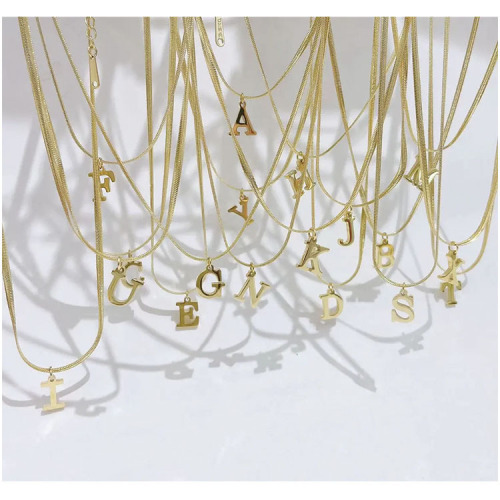 26 English Letter Necklace Titanium Steel Non-Fading Female Niche Design Sense 2022 TikTok Same Clavicle Chain Snake Bone Chain