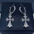 Croton Men's and Women's Eardrops Earrings 925 Silver Semicircle Cross Stud Earrings