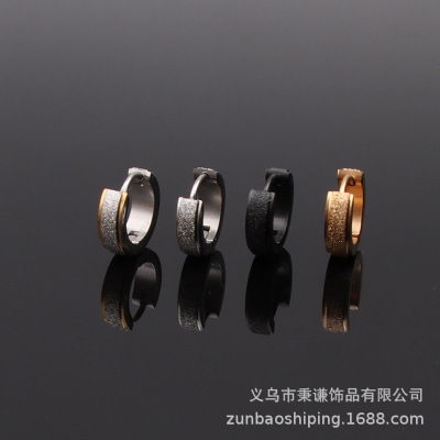 Earrings Men's and Women's Ear Studs Step Room Golden and Black Earrings AliExpress Taobao Titanium Steel Hand Polishing