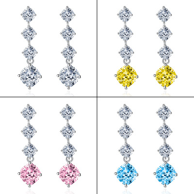 Diamond Yellow Diamond Earrings New Colored Gems Earrings Internet Influencer Stud Earrings Female Live Broadcast