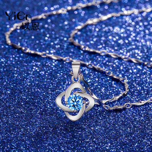 s925 sterling silver light luxury four-leaf clover hot girl necklace female zircon pendant mother‘s day gift all-match clavicle chain ornament