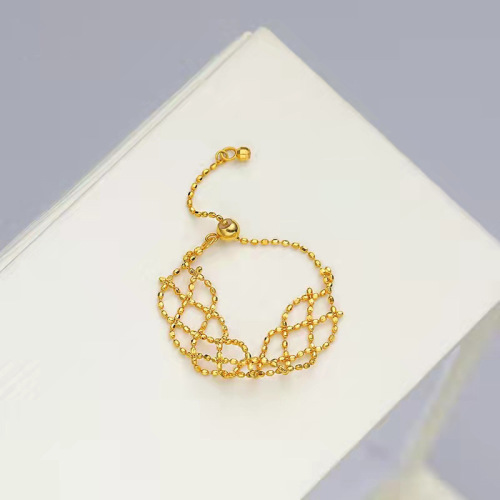 18k gold lace ring au750 colored gold mild luxury retro hollow bracelet drawable adjustable valentine‘s day gift
