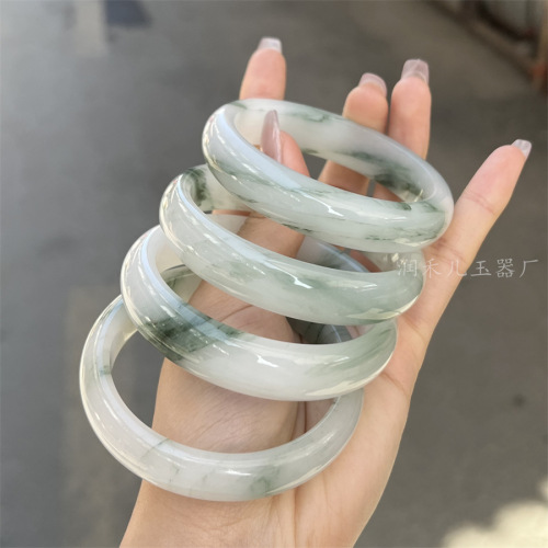 one piece dropshipping natural xinjiang jinsi jade tianshan emerald bracelet floating flowers jade bracelet emerald ice jade beauty bracelet
