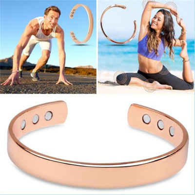 Hot Sale Magnetic Bracelet European and American Jewelry Pure Shiny Side Magnet Open Rose Gold Magnet Wristband