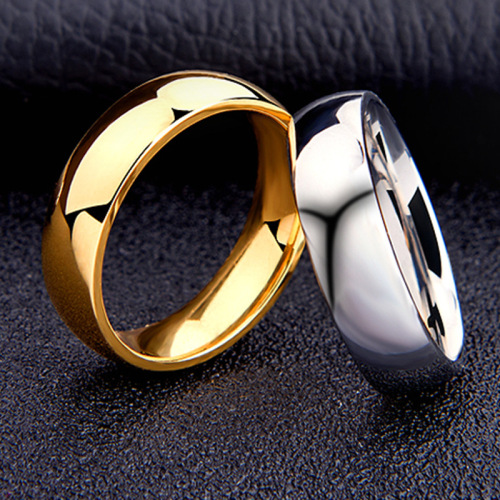 Cross-Border E-Commerce Hot Sale Simple Stainless Steel Glossy 6mm Arc Titanium Steel Ring European and American/Korean Couple Rings Ring