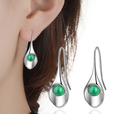 Decoration Agate Earrings Earrings for Women Japanese and Korean Long Beautiful Ear Hook Ear Rings Factory Wholesale