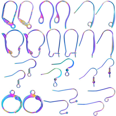 Steel Rainbow Color Ear Hook Ring Earring Accessories Metal Jewelry European and American Cross-Border Exclusive DIY