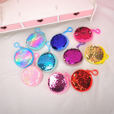 Cross-Border New Arrival Sequins Portable Hook Coin Purse Coin Bag Storage Small Bag Wholesale Stall Supply Small Gift